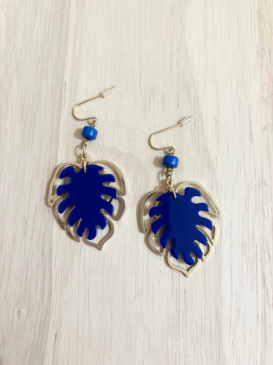 Bohemian Blue Leaf Earrings