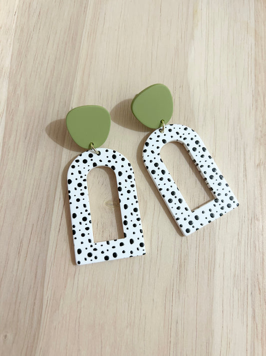 Black Dot Pattern Polymer Clay Earrings