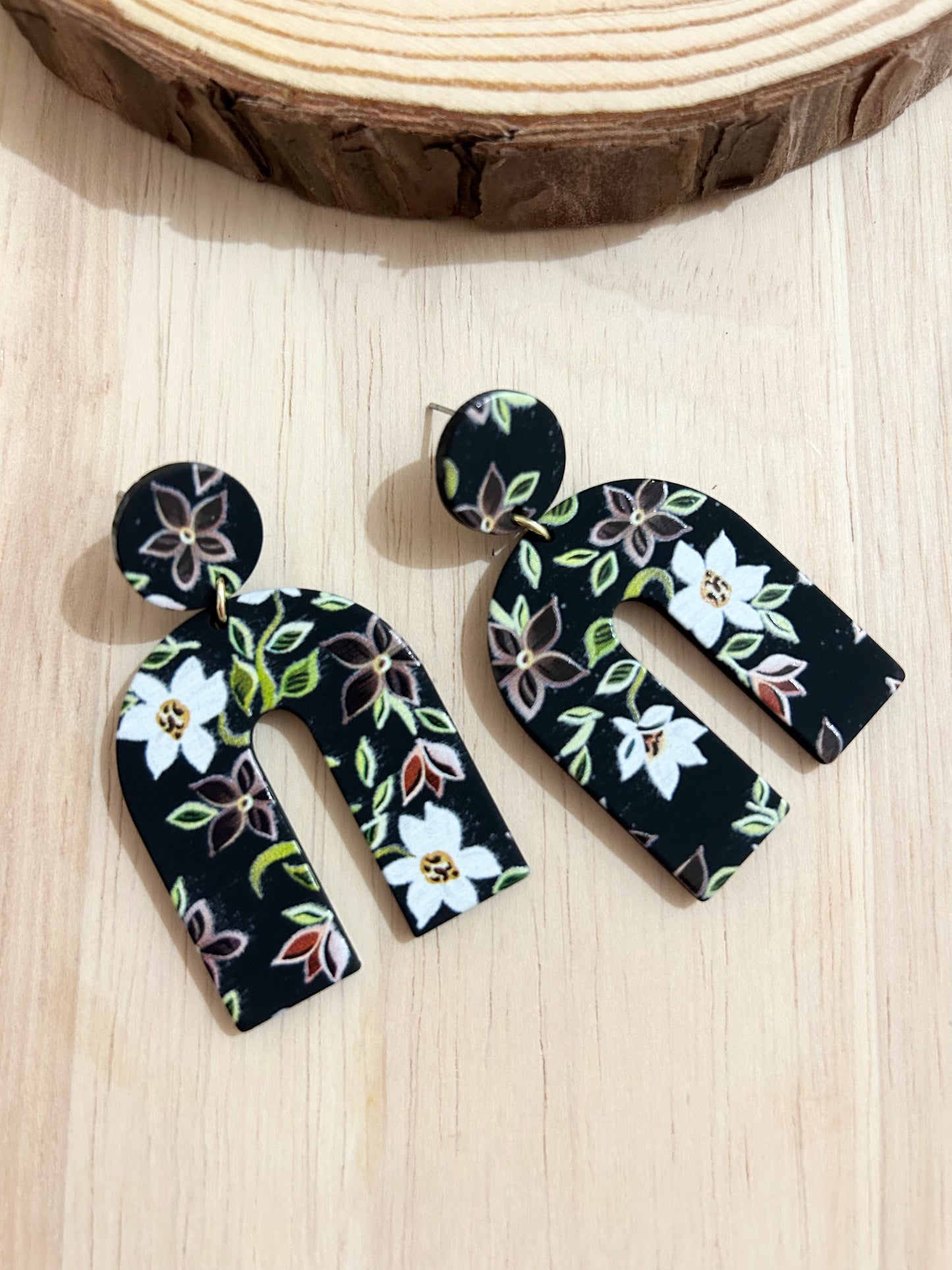 Floral Pattern Acrylic Earrings