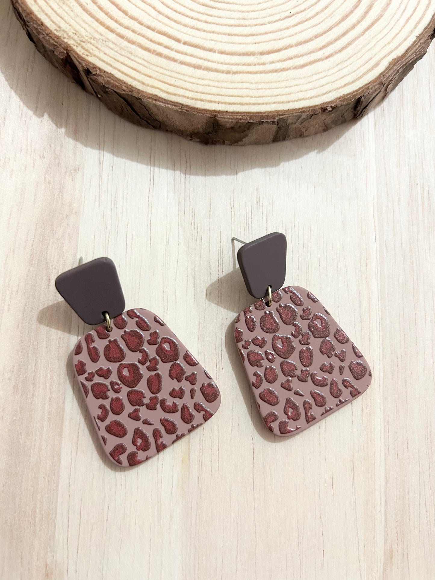 Geometric Shape Leopard Pattern Acrylic Earrings