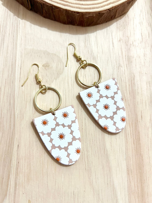 Geometric Shape Flower Pattern Acrylic Earrings