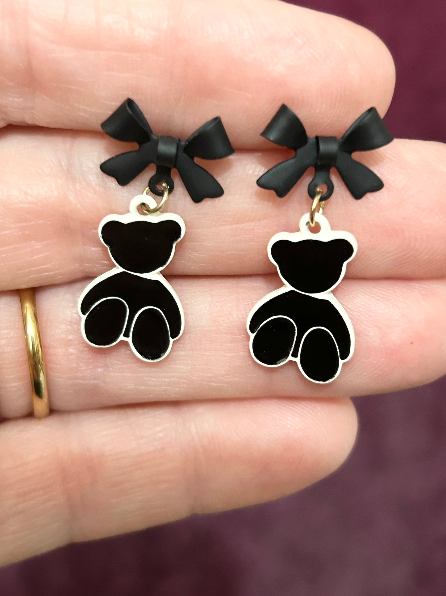 Bowknot Bear Drop Earrings