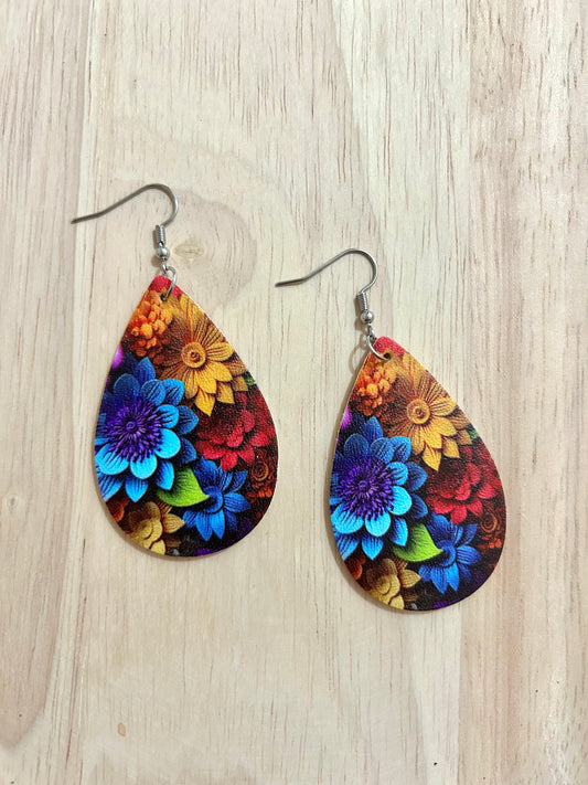 Beautiful Flower Pattern Leather Earrings