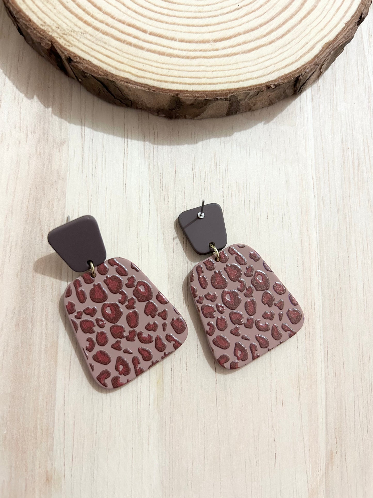 Geometric Shape Leopard Pattern Acrylic Earrings