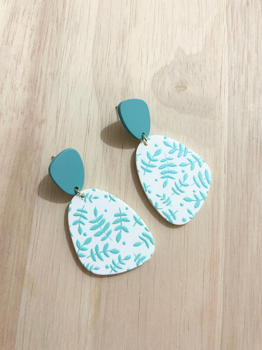 Irregular Shape Blue Grass Pattern Acrylic Earrings