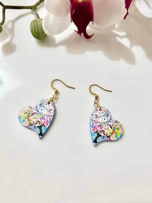 Heart Design Polymer Clay Earrings