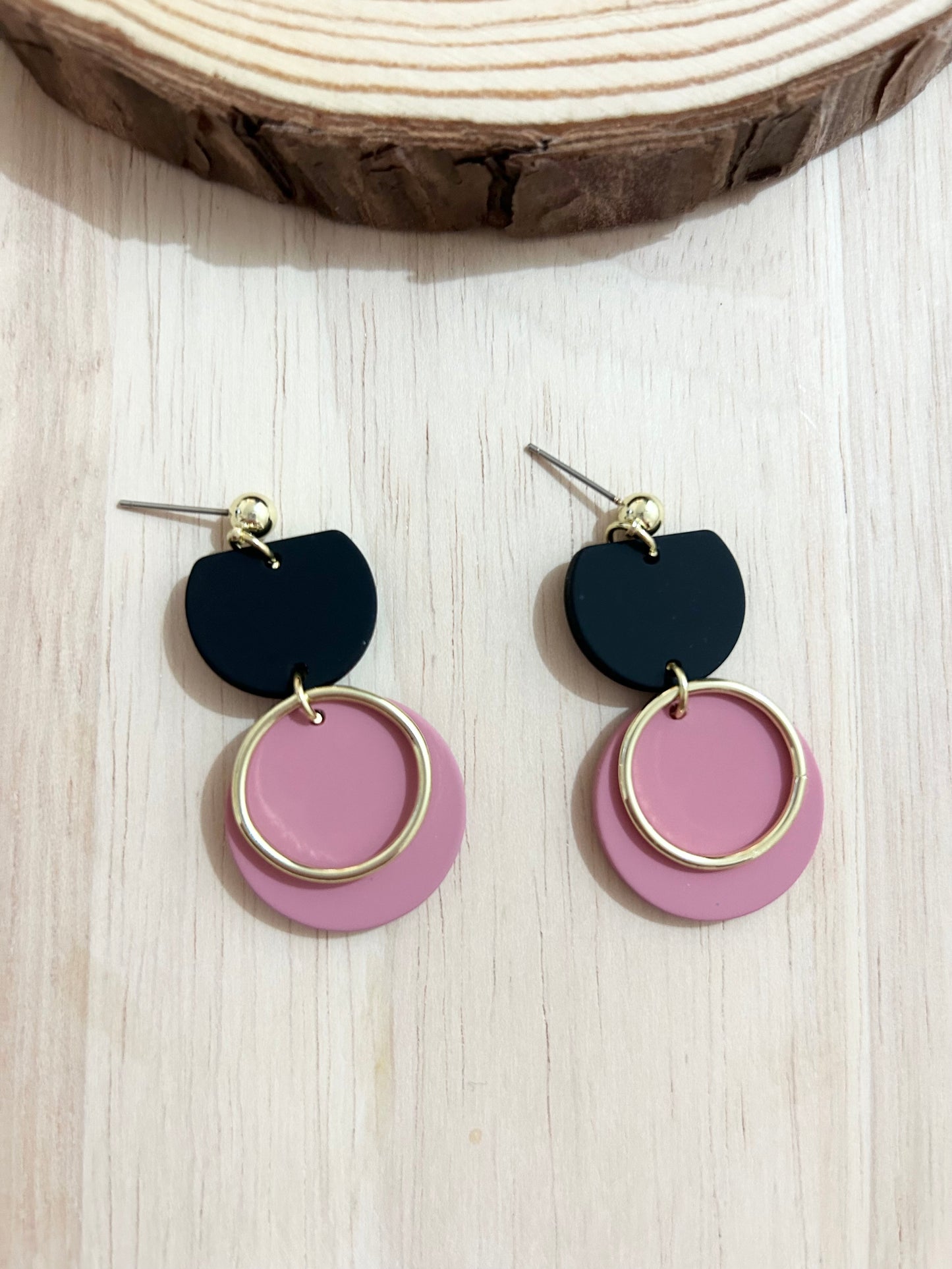 Retro Style Round Acrylic Earrings