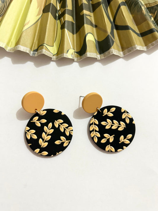 Leaf Pattern Retro Acrylic Earrings.