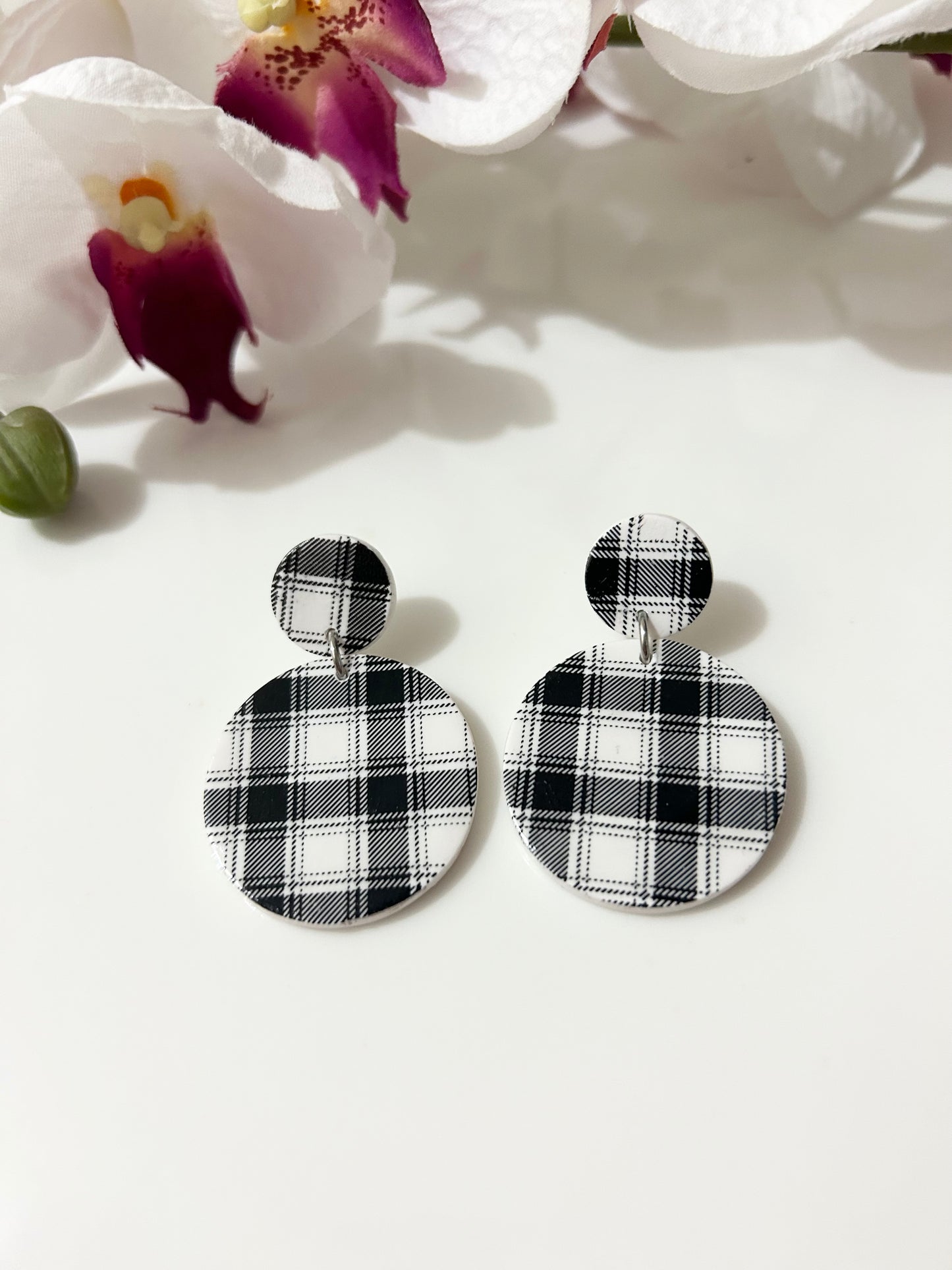 Checker Square Polymer Clay Earrings