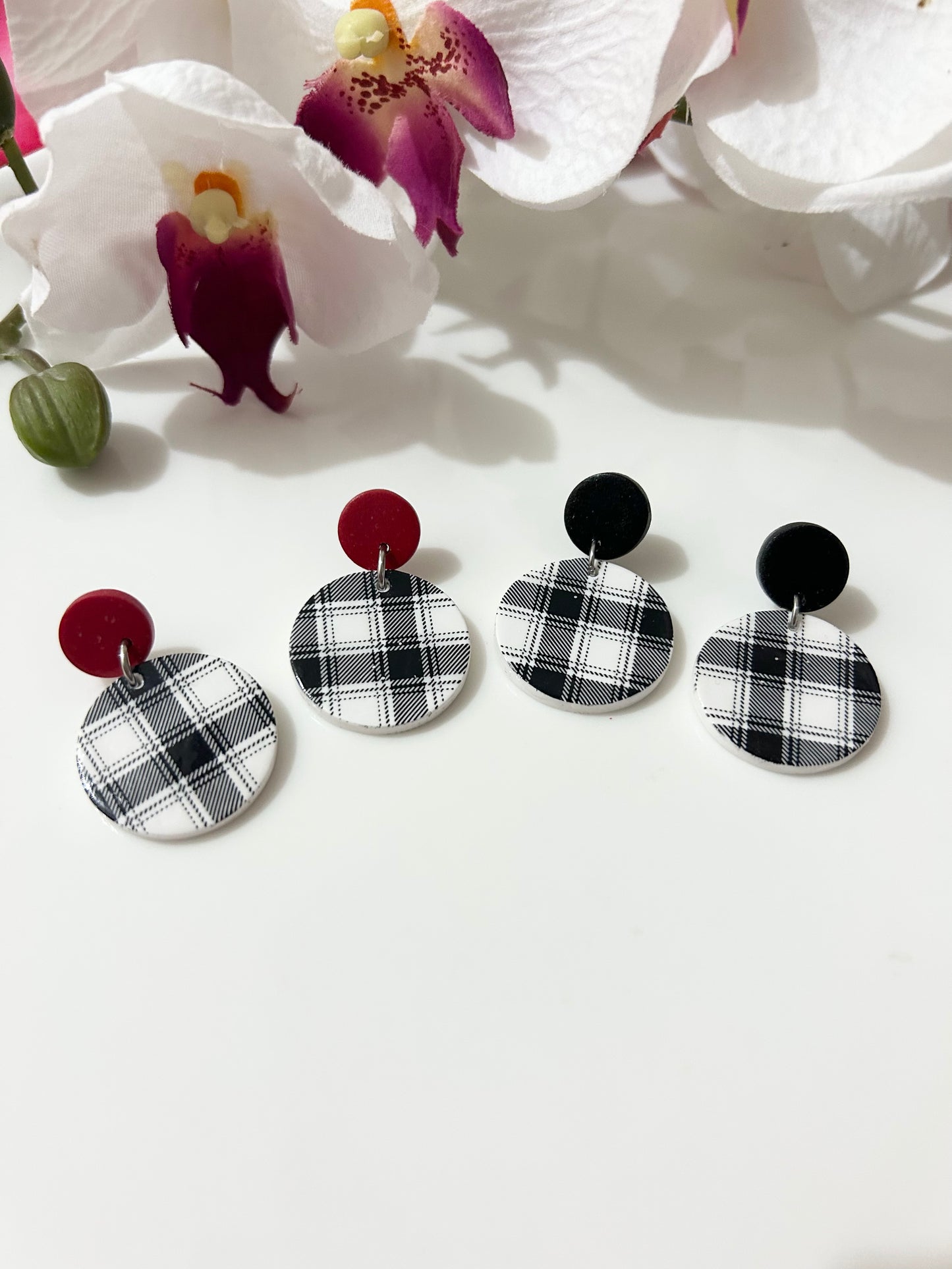 Checker Square Polymer Clay Earrings