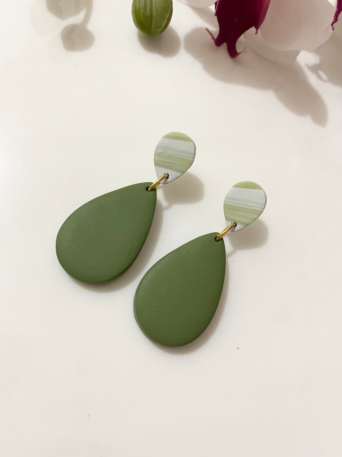 Teardrop Polymer Clay Earrings