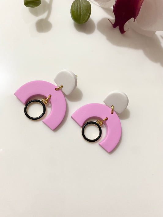 Pink Arches Polymer Clay Earrings