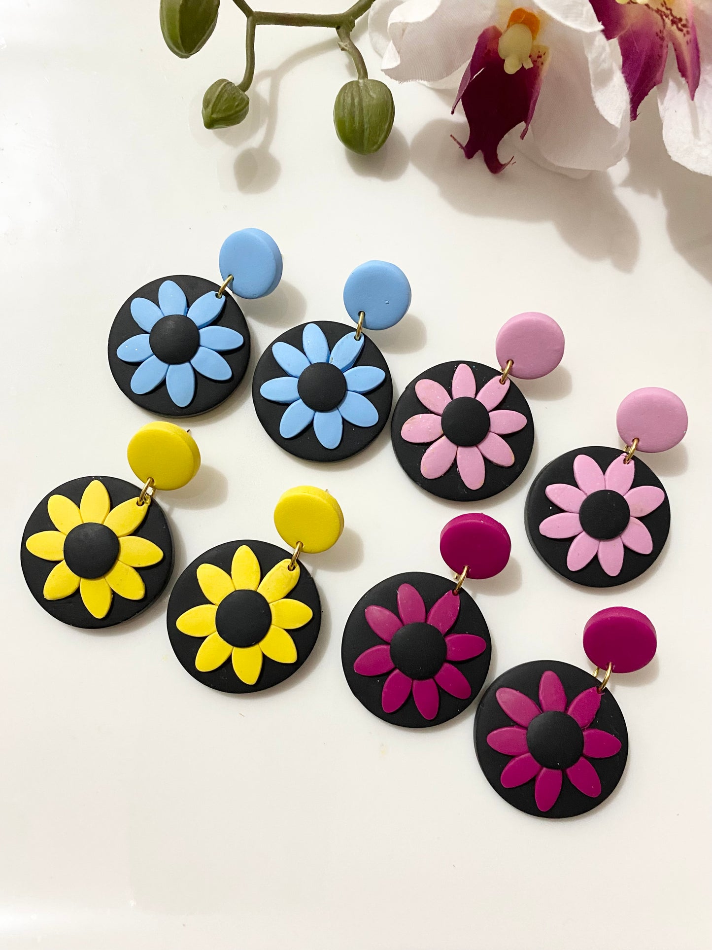 Flower Polymer Clay Earrings