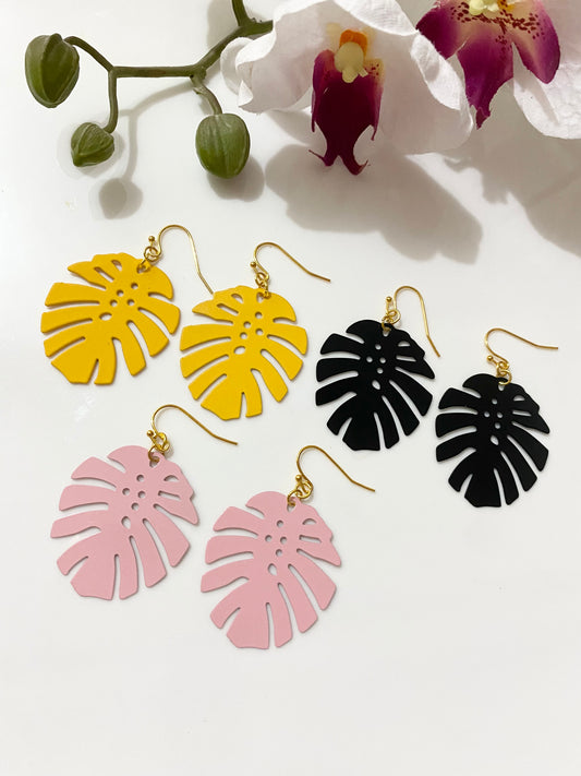 Metal Monstera Leaves Earrings